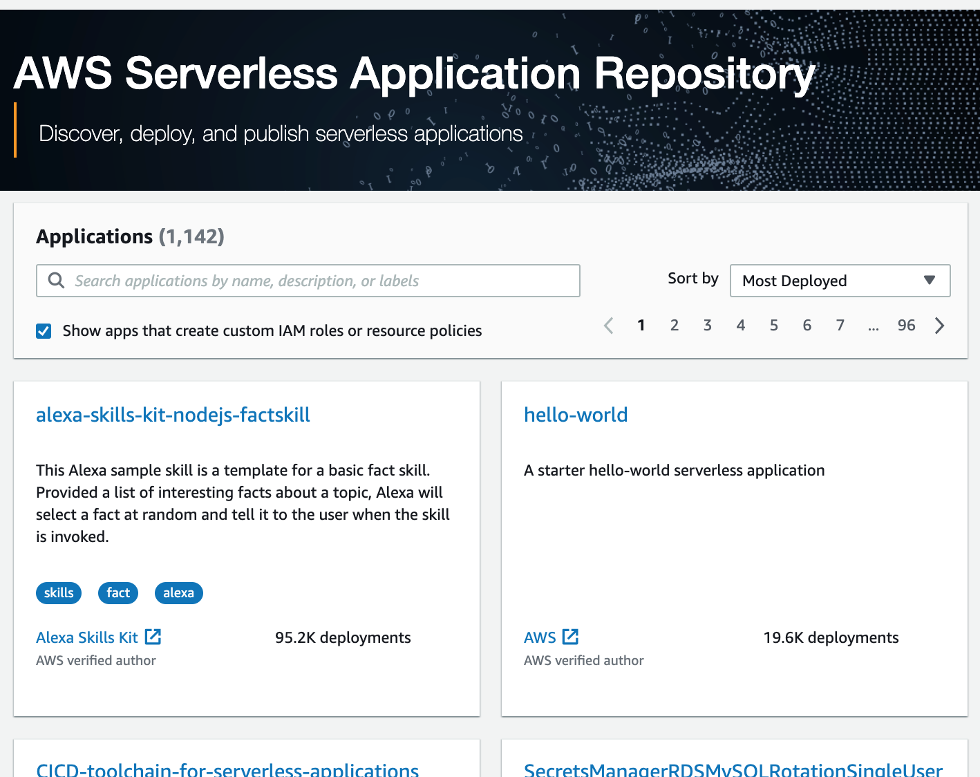AWS Serverless Application Reposity