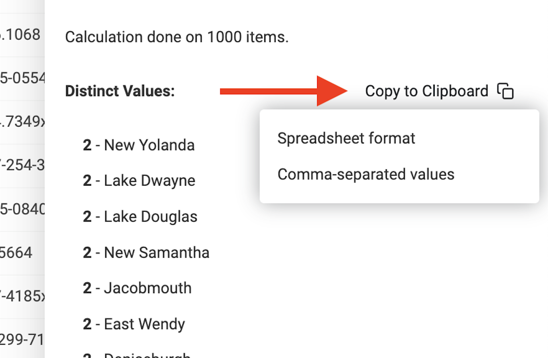 Copy distinct values to clipboard