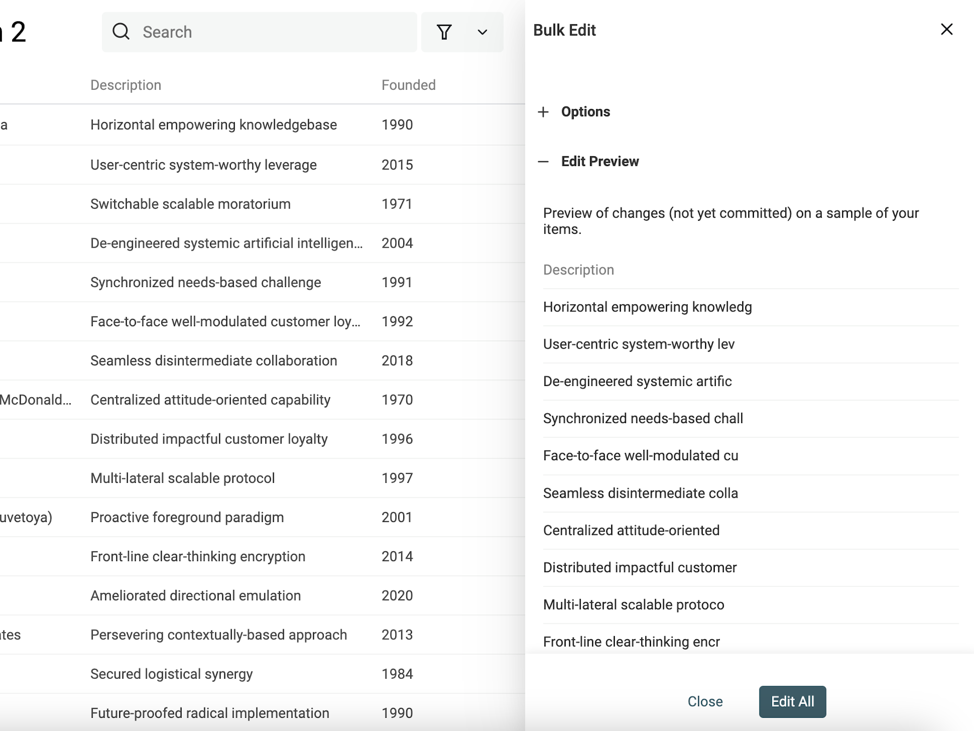 Bulk Edit Actions