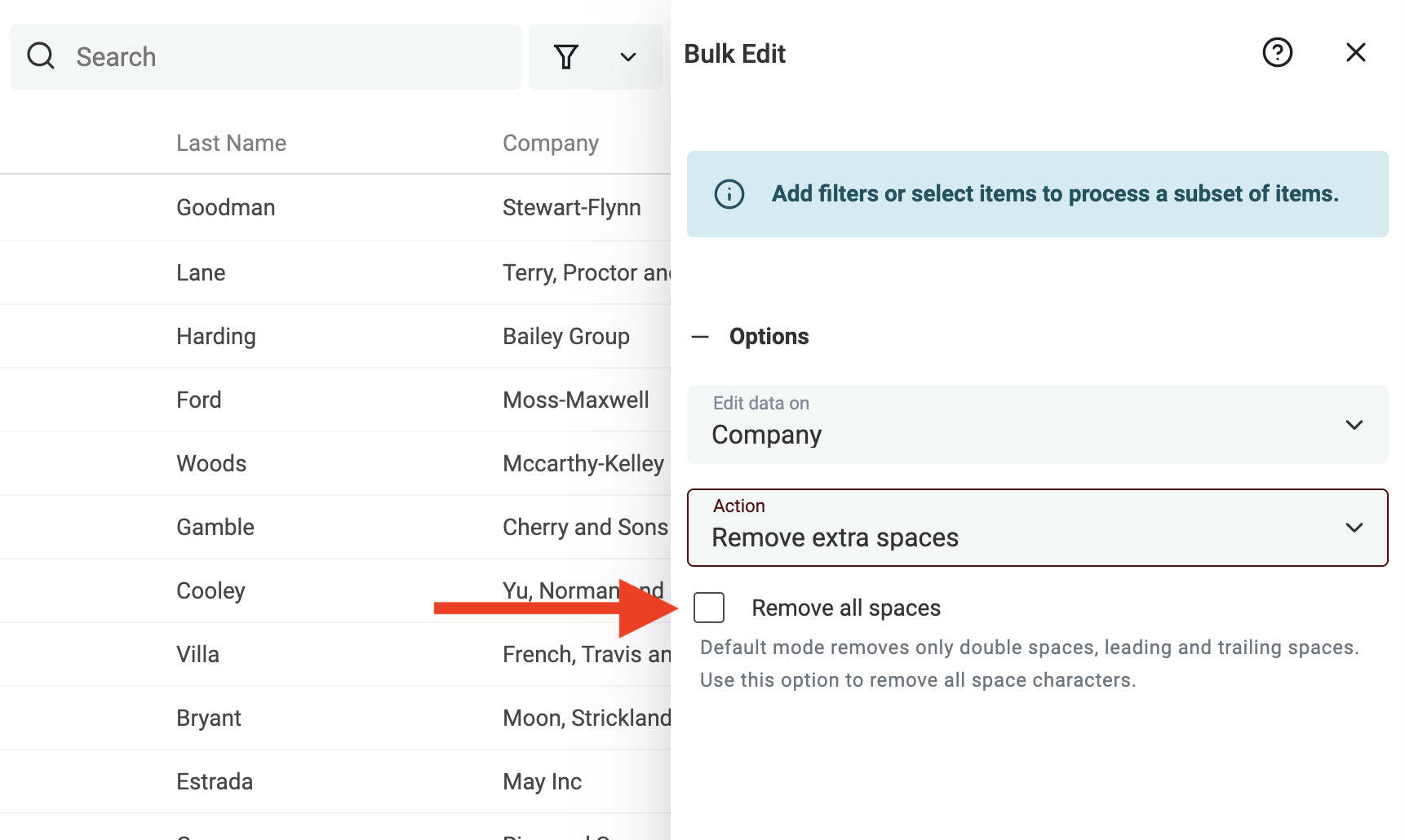 option to remove all spaces