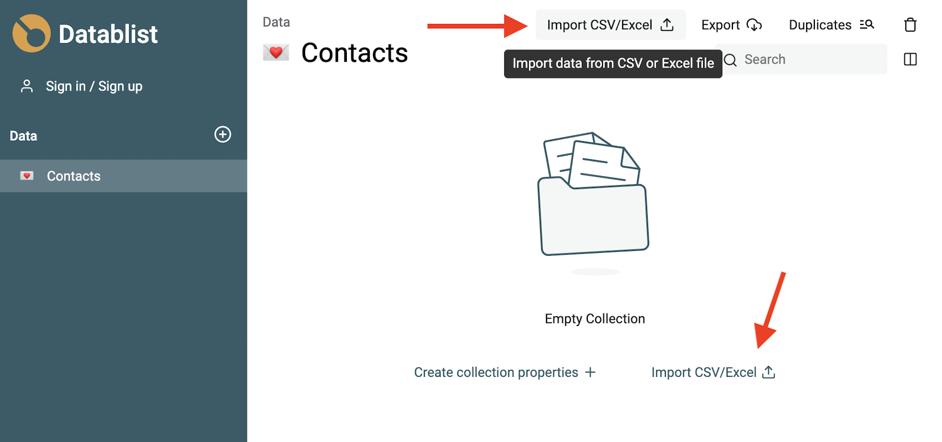 Import CSV/Excel file