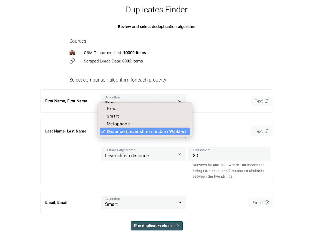 Free Data Matching Online tool