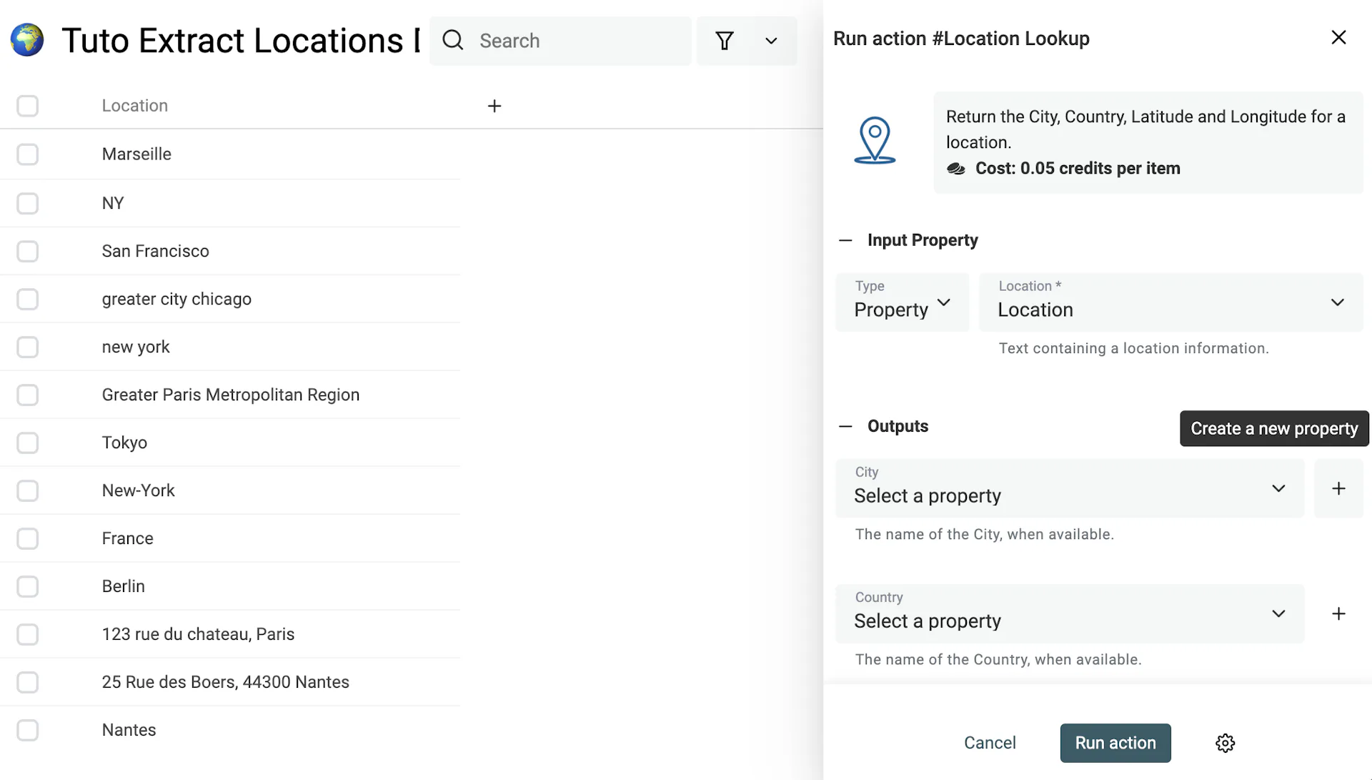 Select Address From Map How to extract the City and Country from a list of addresses
