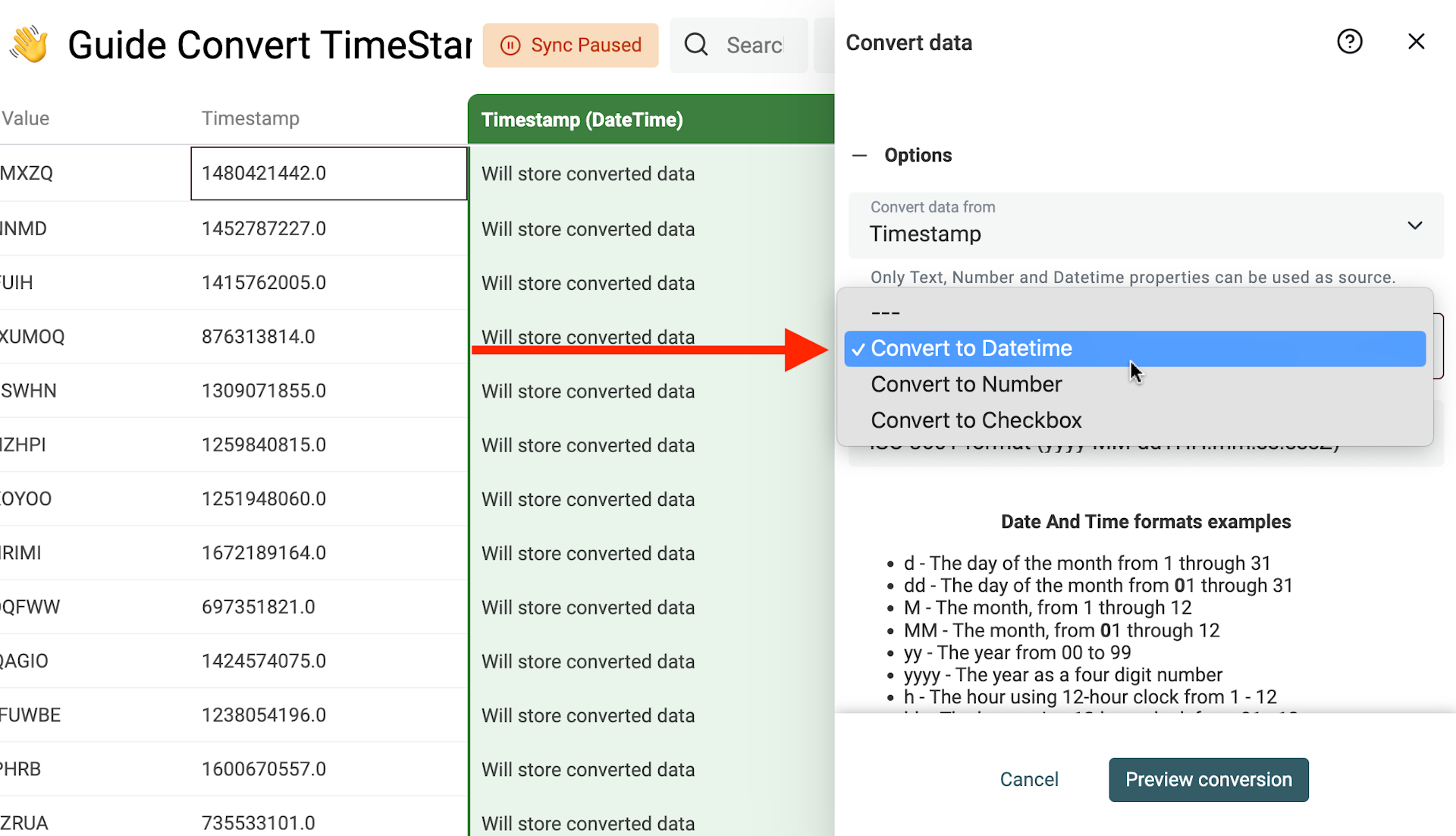Convert to DateTime setting