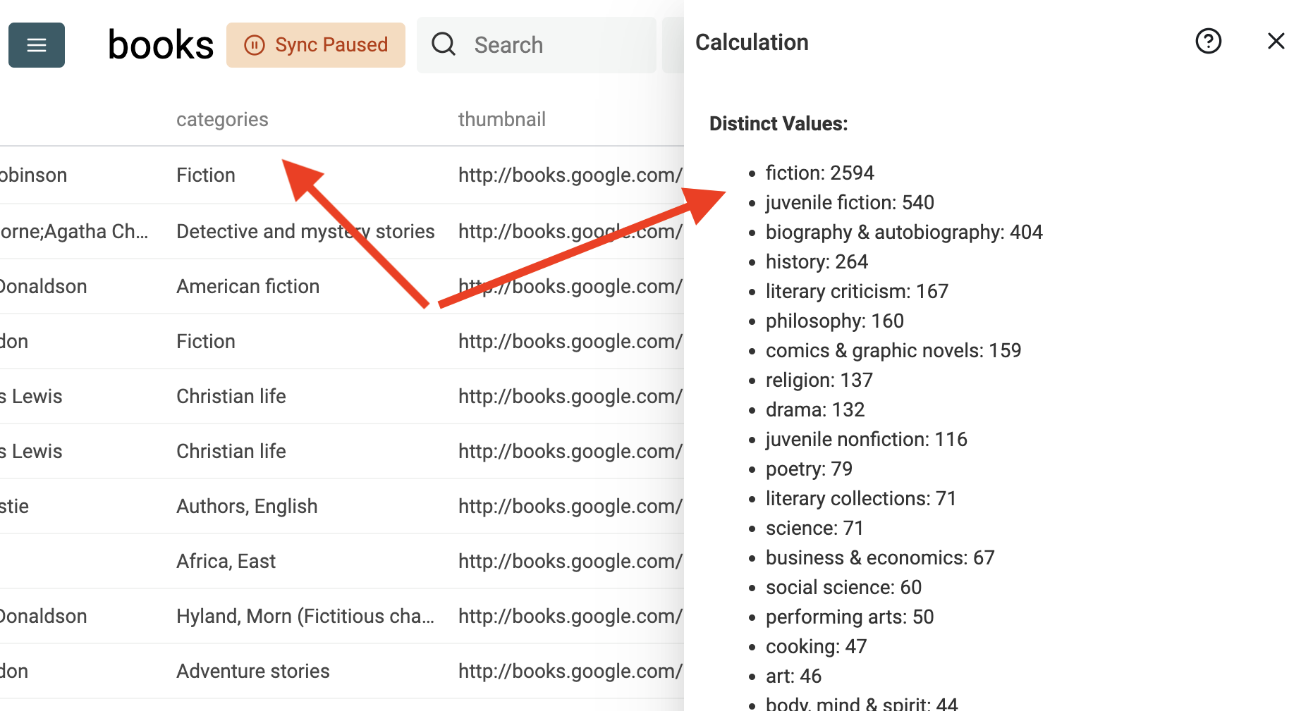 Example Distinct Values