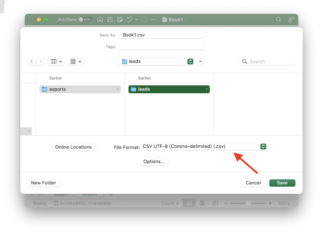 Export Microsoft Excel selection into a CSV file - Datablist