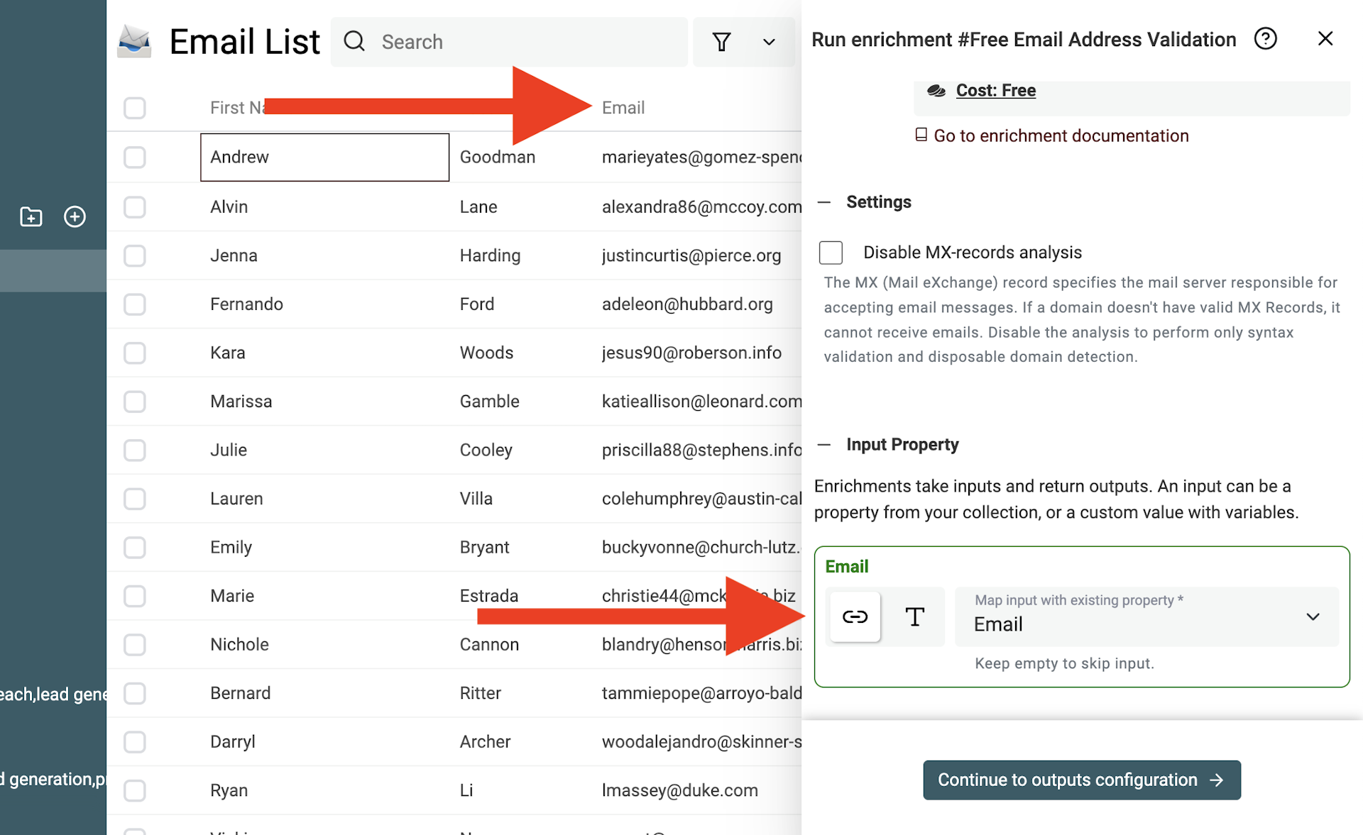 Map your email property