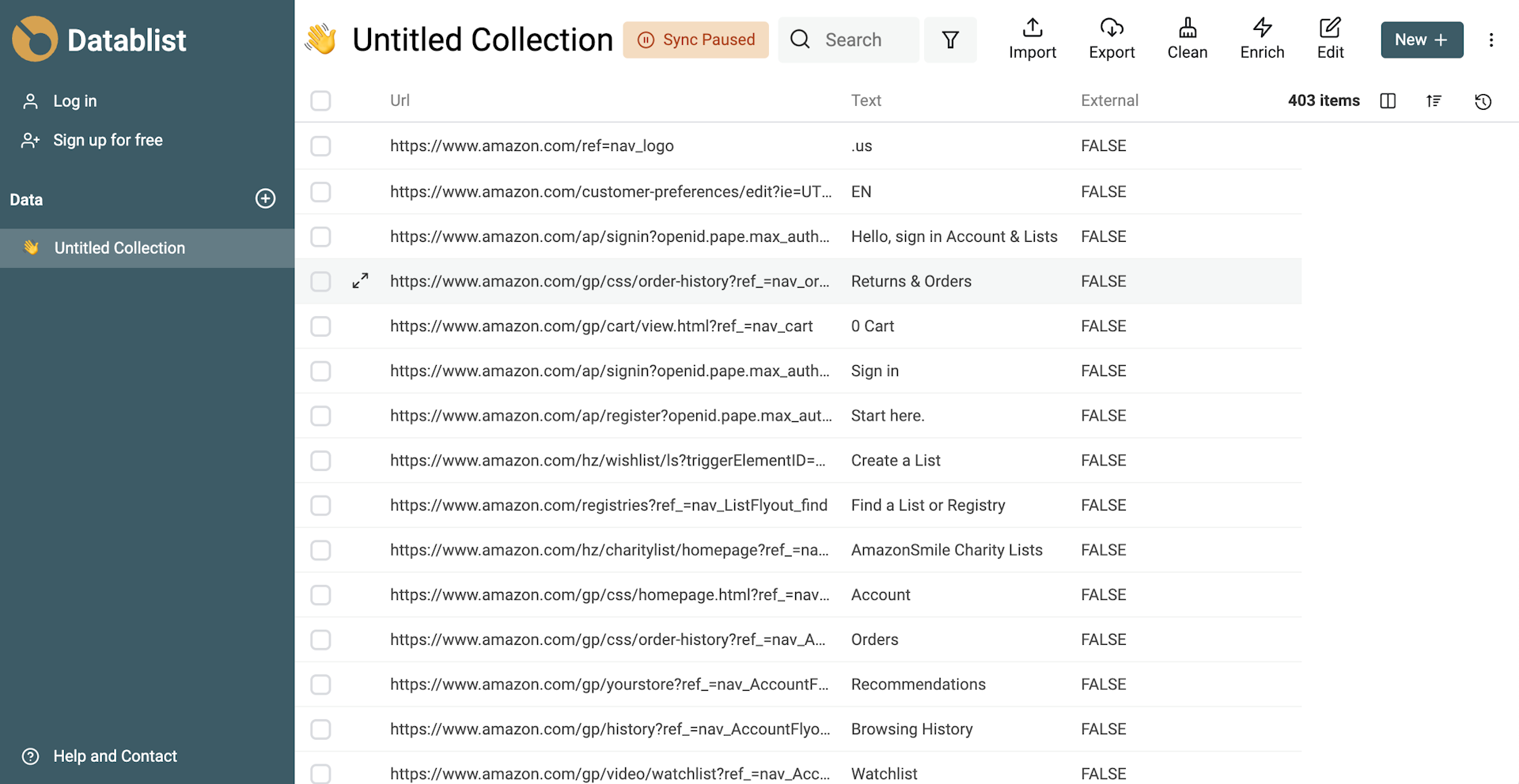 Scrapped Amazon URLs