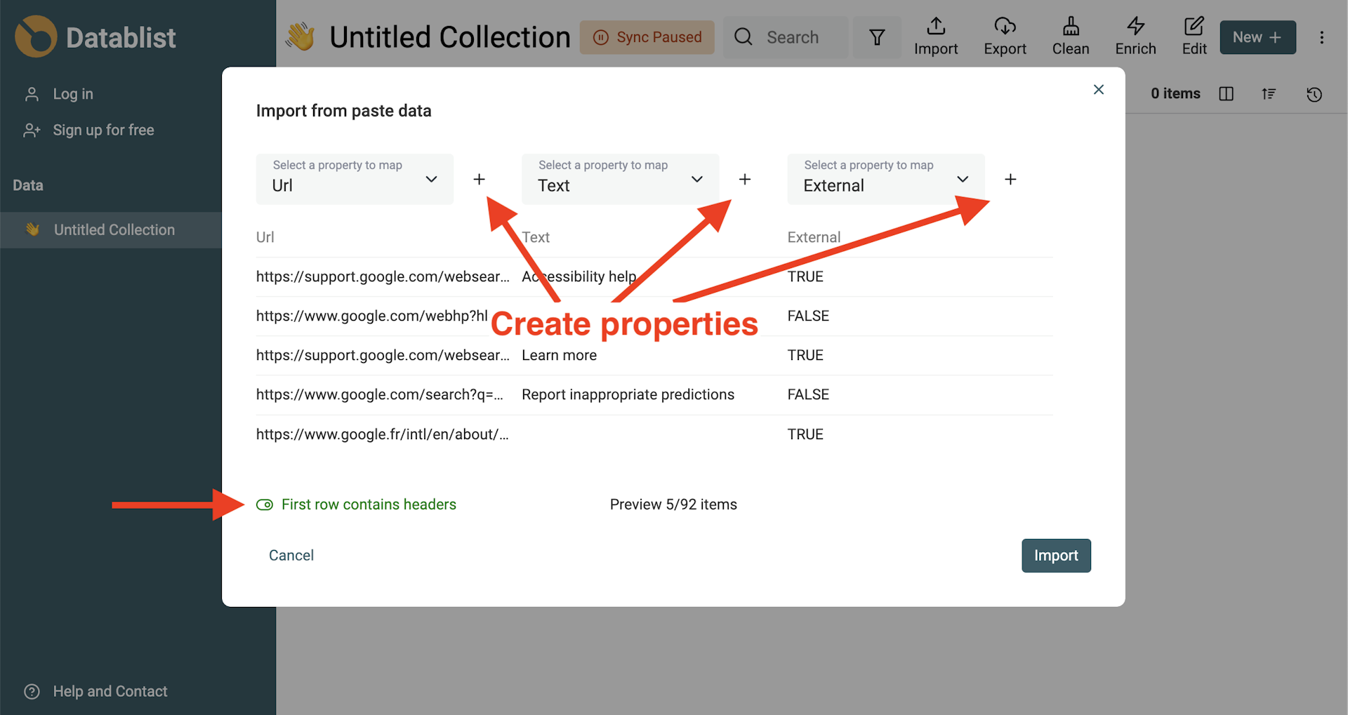 Copy-Paste results in Datablist