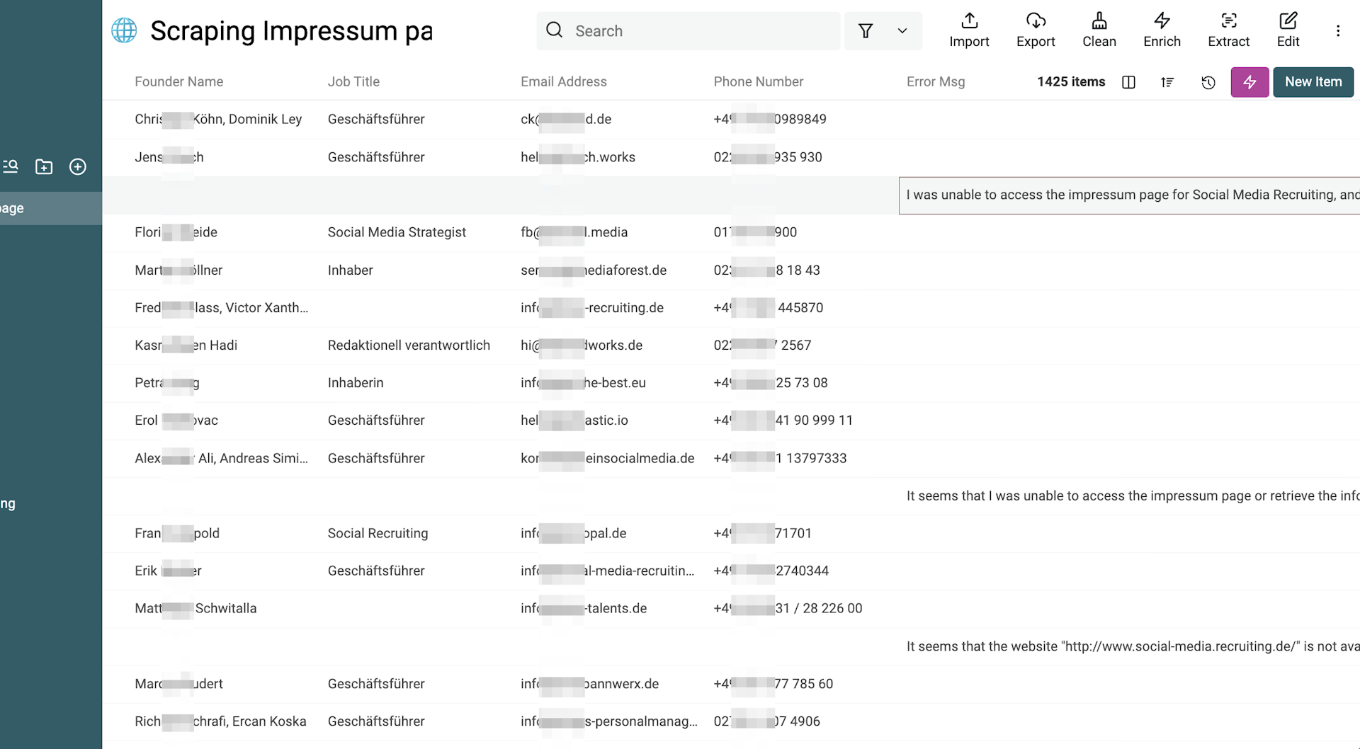 Scraping results